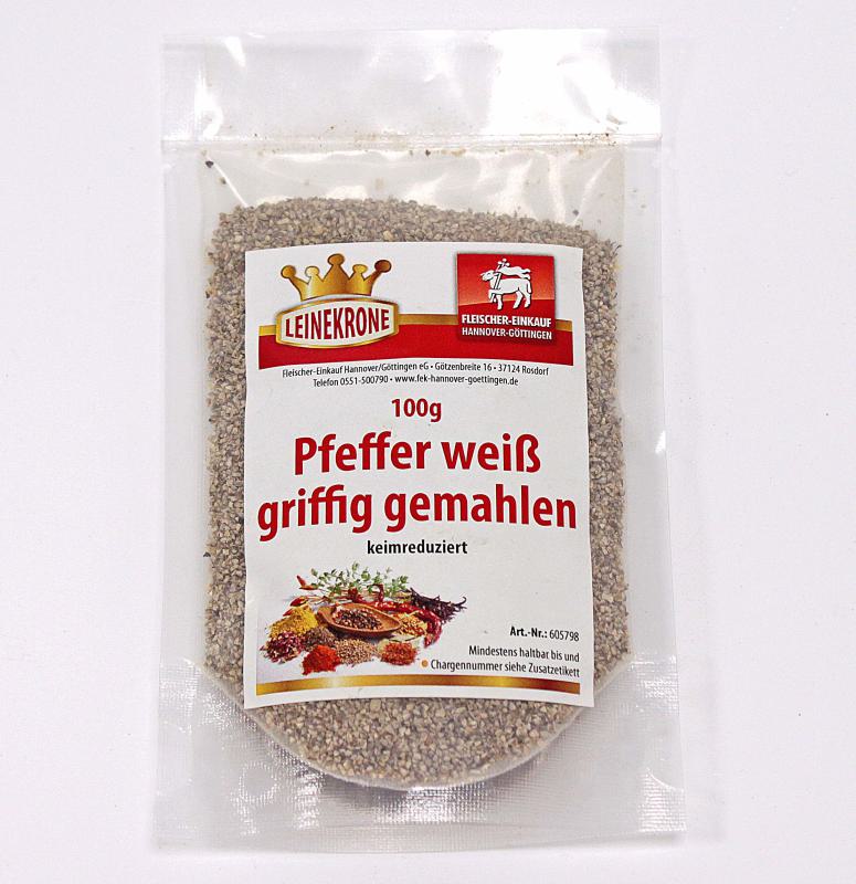 Pfeffer weiss griffig verpackt 100 g